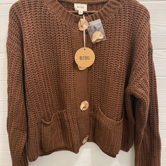 Cozy Chunky Knit Brown Cardigan – Fall Layering | BiBi | Medium - Picture 3 of 9